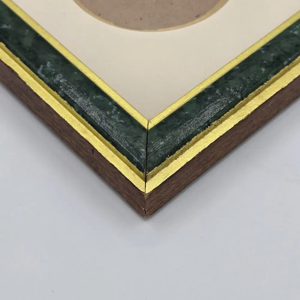 Vintage Green Faux-Marble & Gold Trim 7 Photo Picture Collage Frame